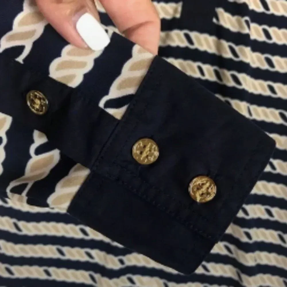Tory Burch Suzette Shirt dress nautical navy rope size small